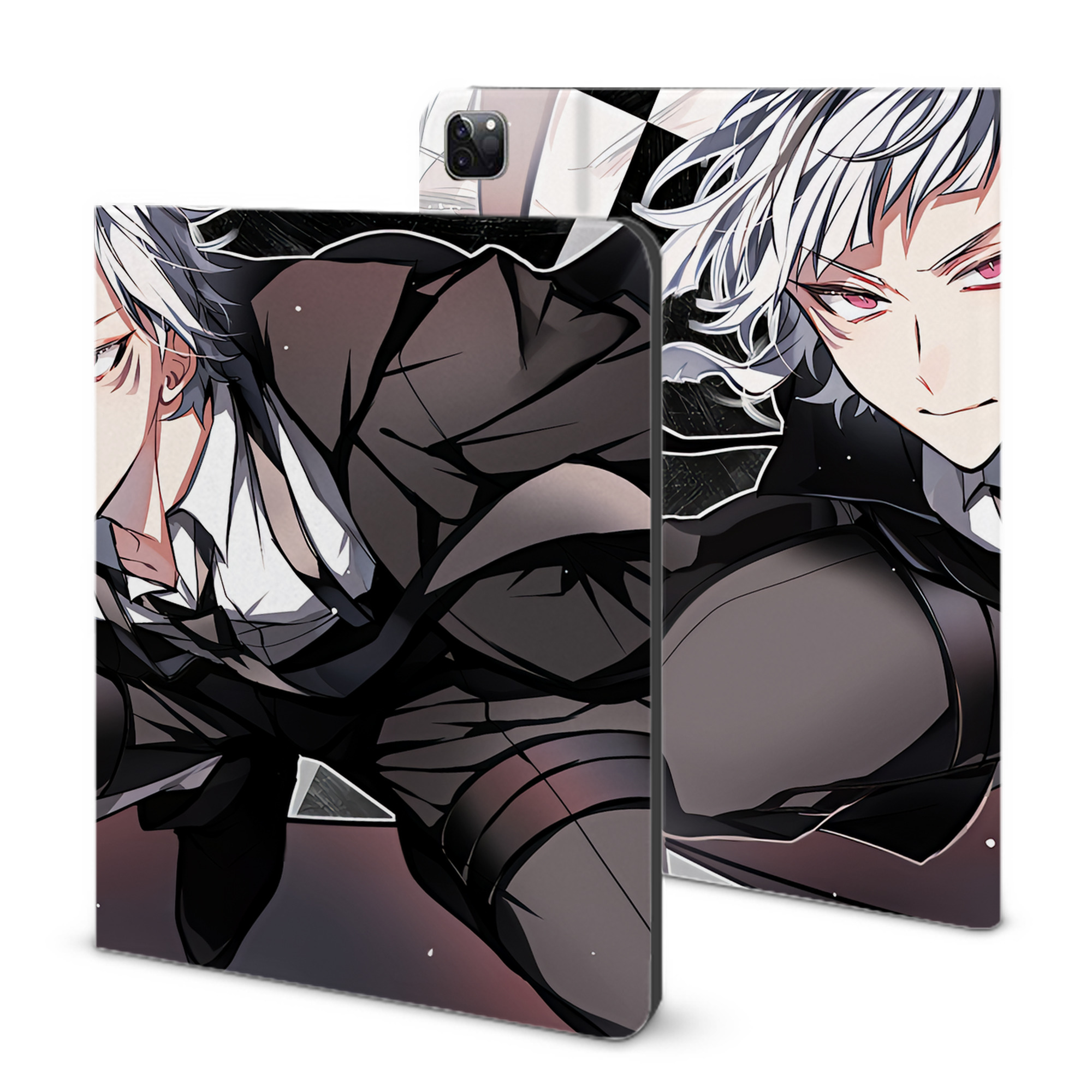 （画像用） 文豪ストレイドッグス Bungo Stray Dogs IPad ケース ブック型 PUレザー TPU 耐衝撃 軽量 薄型 ペン収納なし 全面保護 IPad 各モデル対応